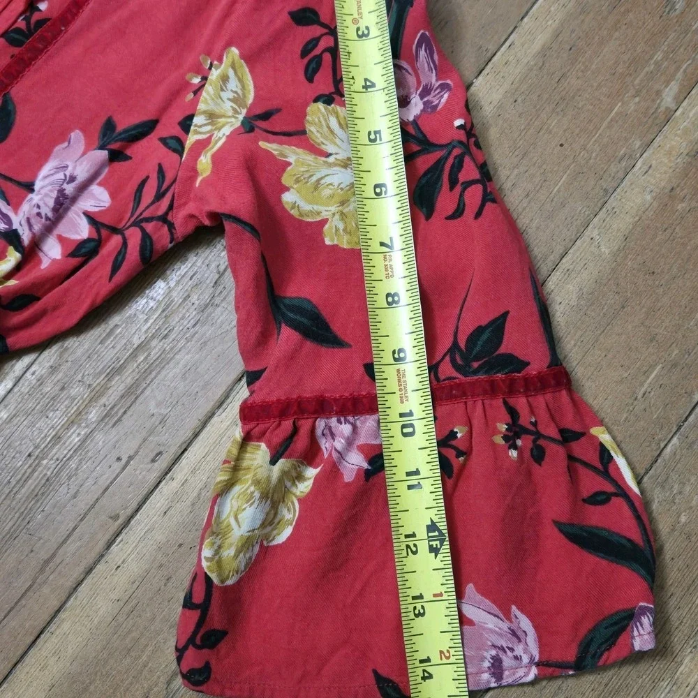 Old Navy 3/4 Bell Sleeve Pleated Red Floral Dress Youth XXL (16) Ad Small Travel